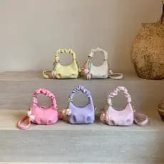 Macio estilo menina cor sólida portátil tulipa bonito acessórios saco menina moda All-Match moeda bolsa princesa nuvem s