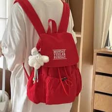 Exportado para a coreia mochila Casual náilon leve viagem estudante mochila All-Match nicho novo estilo mochila com cord