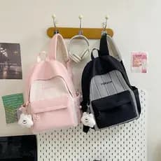 Novo estilo mochila feminina estudantes do ensino fundamental primeiro a sexta série listrado tônico mochila júnior alta