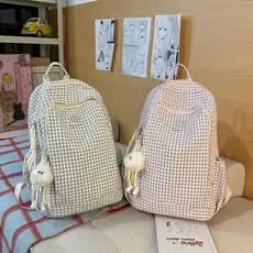 Novo estilo mochila xadrez infantil meninas leve mochila de grande capacidade estudantes da escola primária primeiro doi