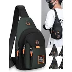 Influenciador novo estilo bolsa de peito moda masculina 2025 costura no peito bolsa mensageiro de um ombro grande capaci