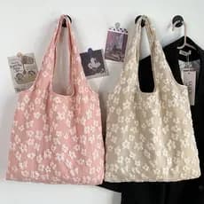 Bolsa de lona Design sentido verão novo estilo bolsa simples fada flor renda bolsa de ombro bolsa literária