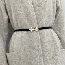 Pérola marrom cinto feminino combinando saia simples All-Match camisa decorativa vestido cintura estreita cinto fino cam