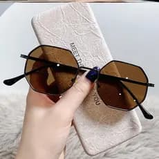 Pequeno pequeno quadro Retro poligonal Metal óculos de sol masculino clássico único novo estilo moda óculos de sol femin