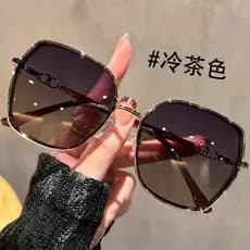 2026 novo estilo óculos de sol de armação grande feminino adequado quadrado redondo rosto Glitter Design óculos de sol p