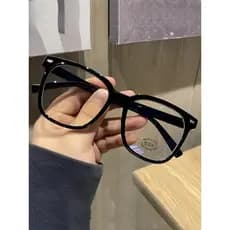 Retro Oversized quadro rosto liso Anti-azul óculos de luz feminino versão coreana na moda preto grosso quadro Ultra-leve