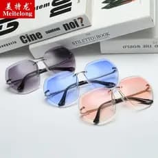 Óculos de sol exclusivos sem moldura feminino 2024 versão coreana novo estilo influenciador da moda mais magro olhar cor