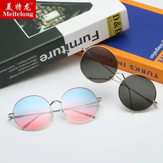 Óculos femininos moda versão coreana Retro pequeno quadro redondo óculos de sol viagem protetor solar óculos de sol Anti