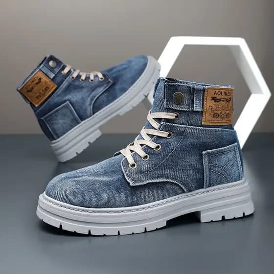 2026 inverno novo estilo sapatos masculinos tênis de alta qualidade Denim Casual All-Match ferramentas Martin sapatos na
