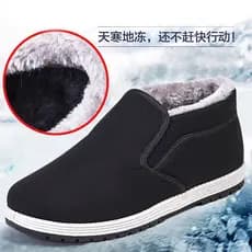 Sapatos de pano retrô antigos masculinos 2025 inverno novo estilo sola grossa idosos de meia-idade Casual forro de lã de