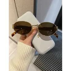 Retro velho dinheiro estilo Hong Kong óculos de sol feminino legal frito rua High-End Oval armação de Metal Anti-ultravi