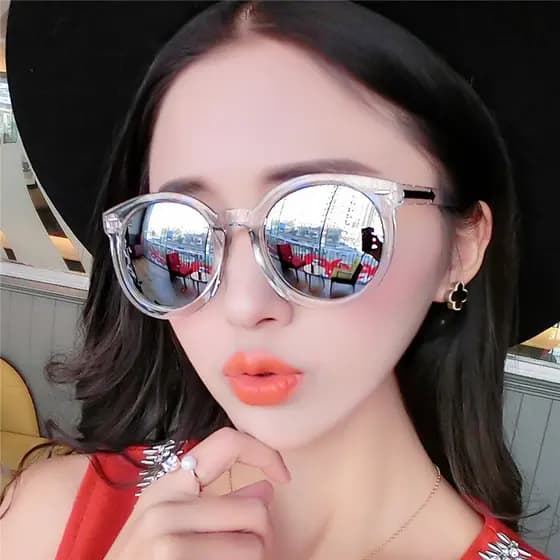 Nova seta óculos de sol feminino Retro rebites armação redonda versão coreana transparente colorido na moda óculos de so