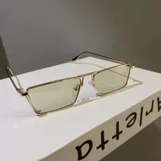 Coreia novo estilo luz verde Metal quadro quadrado óculos de sol feminino pequeno quadro não influenciador estilo forma
