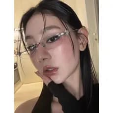 Jennie Mesmo Estilo Óculos Sem Moldura Armação Poligonal Giltz Borda de Corte Redondo Óculos de Sol Sem Moldura Óculos d