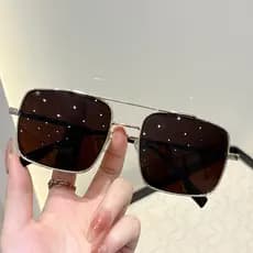 Americano Retro quadrado quadro óculos de sol feminino polarizado moda rosto liso viagem condução dedicado Metal óculos