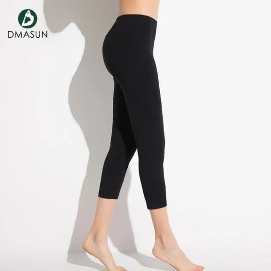 Primavera verão lulu sem costura calças de Yoga feminino recortado exterior Wear magro nu roupas de Fitness cintura alta