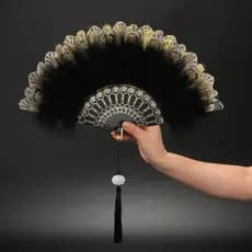 Leque de penas Cheongsam dança pena de ganso pelúcia jk Hanfu foto adereços lindo estilo chinês preto branco ventilador
