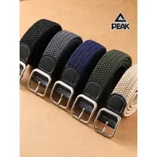 Escolha cinto de lona masculino não poroso fivela quadrada cinto elástico versão coreana na moda único tecido perfurado