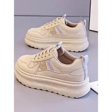 2025 novo estilo verão sapatos femininos de couro moda All-Match tênis de sola grossa esportes sapatos casuais venda que