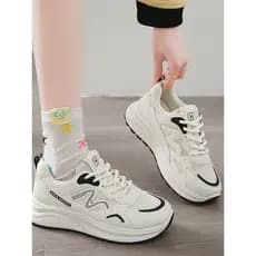 Sapatos papai de sola grossa feminino 2025 primavera novo estilo estilo de venda quente aumentado All-Match tênis de sol
