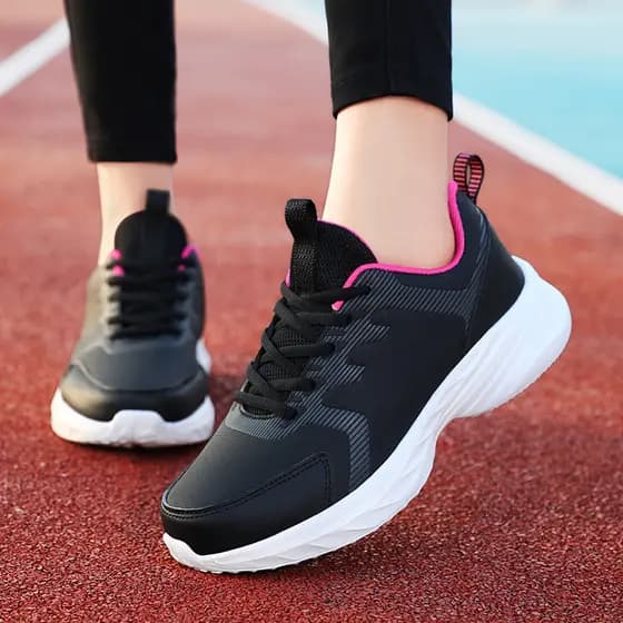 Beaimeng sapatos femininos antiderrapantes tênis primavera couro All-Match tênis de sola macia estudante tênis de corrid