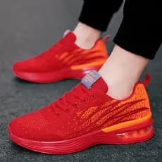 Benming ano sapatos masculinos malha respirável almofada absorção de choque tênis vermelho All-Match sapatos masculinos