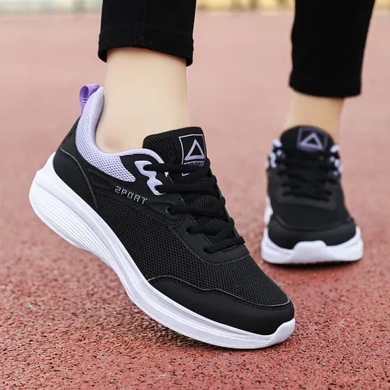 Beamon primavera sapatos femininos preto sapatos de trabalho malha respirável sapatos esportivos casuais leve sola macia