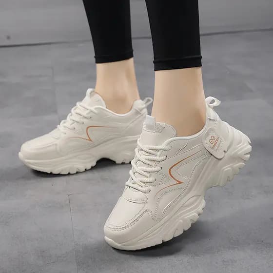 Moda outono sapatos femininos sapatos casuais de couro feminino de sola grossa papai sapatos esportivos femininos sapato