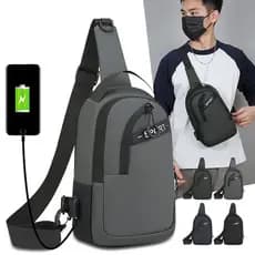 Esportes ao ar livre masculino saco de peito porta carregamento USB grande capacidade à prova dwaterproof água ombro sac