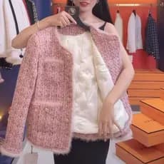 High-end sentimento pequena fragrância acolchoada jaqueta feminina outono inverno engrossado estilo coreano bonito gigan