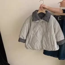 Jaqueta acolchoada dupla face infantil, jaqueta acolchoada espessada para meninas, roupas à prova de vento 2025, novo es