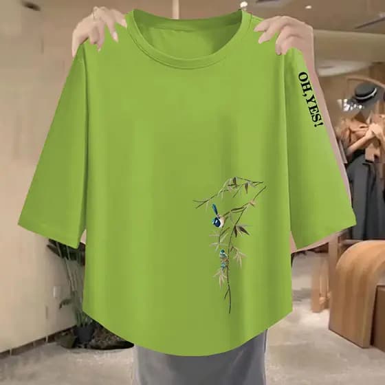 Primavera verão 2025 Casual camiseta feminina na moda novo estilo solto mais magro olhar All-Match estilo ocidental vend