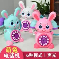 Novo coelho bonito música telefone inteligente educação precoce telefone Retro dos desenhos animados fixo menina jogar c