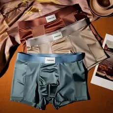 Luz de luxo cetim masculino gelo seda roupa interior adolescente boxer Shorts cintura média boxer masculino