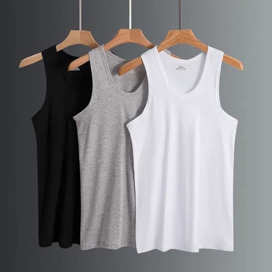 Colete masculino puro algodão Bottoming roupa interior esportes Fitness obstáculos fino-ajuste branco 100% algodão meia-