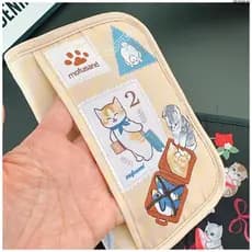 Japonês dos desenhos animados bonito tubarão gato viagem passaporte documento saco de armazenamento titular do cartão Bi