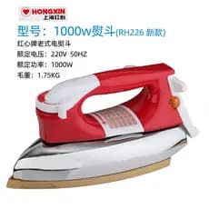 Ferro elétrico à moda antiga com coração vermelho, tipo seco, ajuste de temperatura sem vapor, ferro, ferro Industrial d