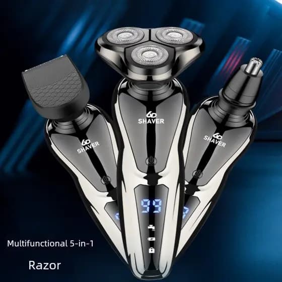 Barbeador elétrico inteligente 110V masculino de três cabeças multifuncional barbeador de barba nariz aparador de costel