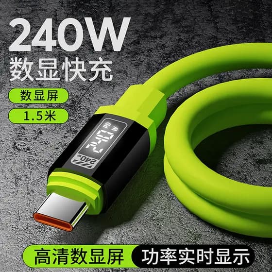 Cabo de dados de telefone móvel typec de cabeça dupla 240w Carregamento Super rápido Display Digital inteligente adequad