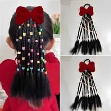 Tranças de rabo de cavalo meninas simulação laço de cabelo tranças de boxe do bebê colorido crianças trançado corda de c