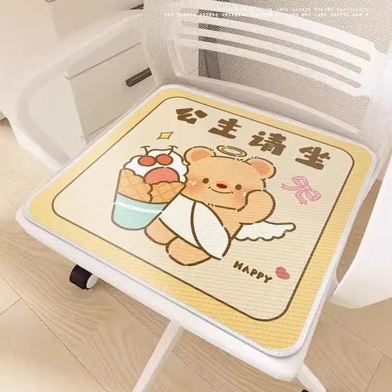 Almofada verão legal almofada legal tapete redondo ventilado respirável dos desenhos animados escritório sedentário cade