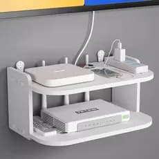 Rack de roteador caixa de armazenamento wi-fi prateleira de parede sem perfuração suporte de caixa superior de TV montad