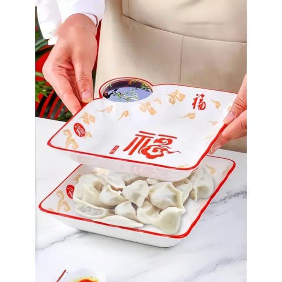 Pode preencher um prato grande!Prato de bolinho de cerâmica Underglaze cor placa de camarão com vinagre placa festiva ve