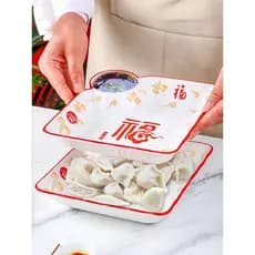 Pode preencher um prato grande!Prato de bolinho de cerâmica Underglaze cor placa de camarão com vinagre placa festiva ve