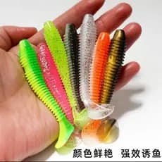 Isca de duas cores com rosca em massa T-Tail Isca macia Gancho de chumbo de minhoca macia T-Tailed Maggot Sea Bass Isca