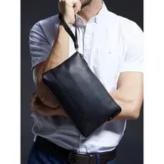 Couro genuíno lichia padrão masculino saco de armazenamento do telefone móvel embreagem Casual bolsa de embreagem 27cm A