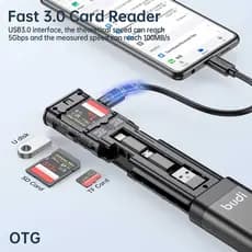 Leitor de cartão BUDI 3.0 Suporte multifuncional U Disk Disco rígido Cartão SD Cartão TF Adaptador de cabo de dados mult
