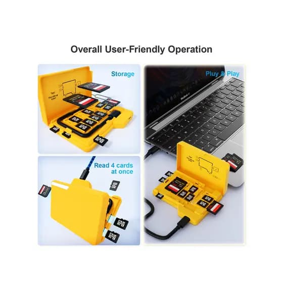 4 cartão mesmo leitor de cartão 3TF + 1SD Multi-sistema leitor de cartão compatível multifuncional amarelo caixa de arma