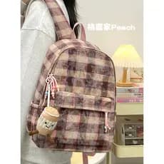 Mochila feminina Commuter All-Match mochila feminina estilo inverno xadrez mochila versão coreana júnior escola secundár