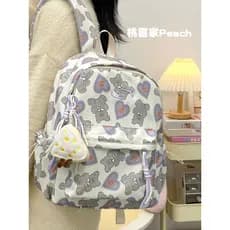 Bonito coração impresso mochila feminina júnior escola primária estudante mochila feminina ins versão coreana mochila de